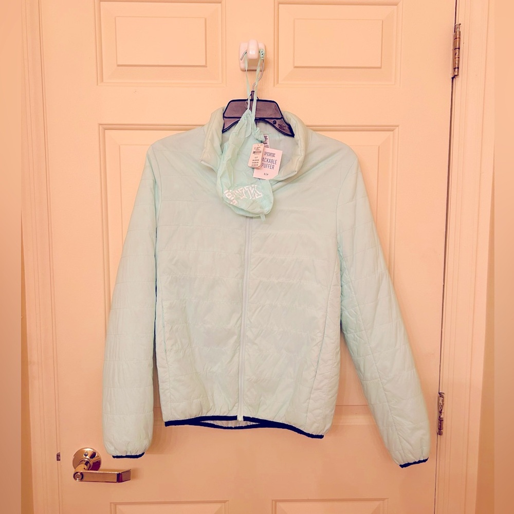 NWT Pink by Victoria Secret Light Blue Puffer jacket - Size S